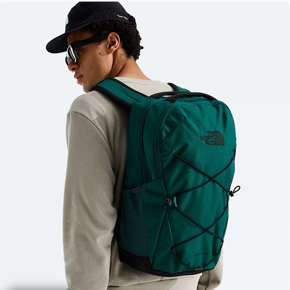 The North Face Jester Backpack Charcoal Grey & Yellow Padded Laptop Sleeve